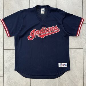 Vintage 90s Majestic Cleveland Indians Chief Mesh Jersey Size XL Made in USA